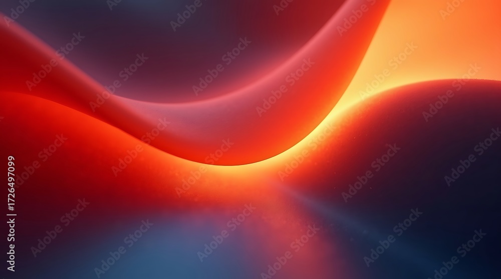 Poster Abstract red and dark blue flowing wave background. A dynamic design with glowing light and a subtle gradient, symbolizing energy and motion. Generative Ai.