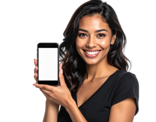 Minimalist Portrait of Latin American Woman with Smartphone