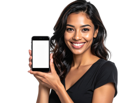 Minimalist Portrait of Latin American Woman with Smartphone