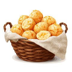 Basket of Traditional Brazilian Cheese Bread Pão de Queijo