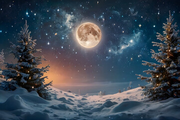 Naklejka premium christmas night landscape