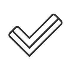 Modern check mark icon signaling approval, success and verification, a simple symbol of agreement and accomplishment for digital designs and user interfaces