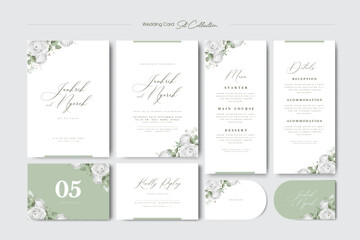 wedding invitation card set with roses flower template