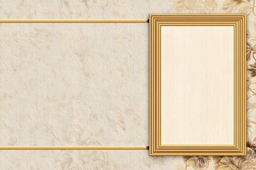 Fototapeta premium Ornate gold frame on textured floral background textured background