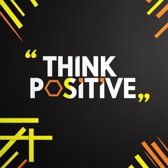Think Positive Bright Wallpaper with Bold Typography and Cheerful Yellow Orange Background