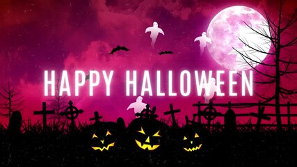 videos night happy halloween background with pumpkins design spooky