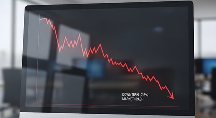 Financial market downturn showing a steep decline on a digital display with analysis of market crash