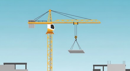 Crane lifting concrete.