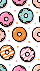 Cute Donuts Pattern Background Sweet Treats for Design