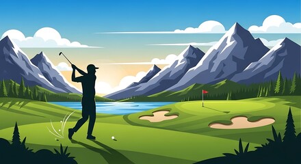 Golf swing scenic course.