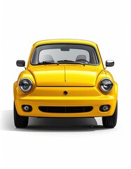 Bright yellow vintage car front view