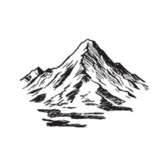 Black and White Mountain Illustration Image in Minimalist Line Art Style, Clean and Elegant Design