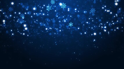 Animation showing delicate snowflakes falling down slowly, magical winter ambiance. for holiday themes, seasonal greetings, festive backgrounds, and peaceful nature-inspired video projects.
