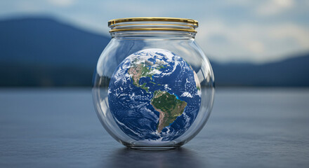 Earth Inside Glass Jar