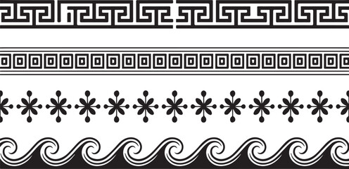 Vector art of collection of ancient greek ornamental borders