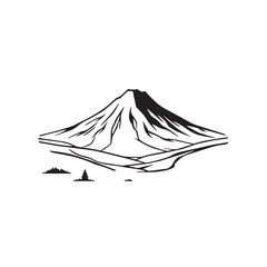 Black and White Mountain Illustration Image in Minimalist Line Art Style, Clean and Elegant Design