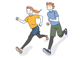 ランニングする笑顔の男女