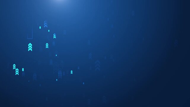 Blue arrows rise smoothly dark gradient background, success, growth, progress. for business presentations, financial trends, marketing videos, motivational content, or data analytics visuals.