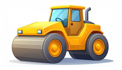Fototapeta premium Cartoon yellow road roller