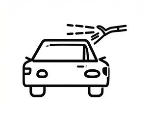 Car being washed with a spray nozzle
