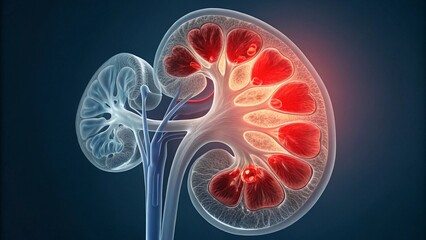 Kidney Stone Illustration in Human Urinary System