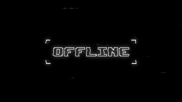 animated offline text with distortion effect on black background
