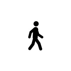 Simple black and white walking person icon.
