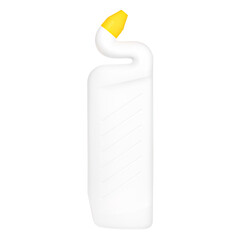 Toilet cleaner in white bottle with sponge on isolated white background