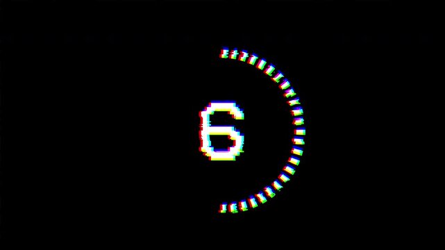 glitch 10 second countdown animation.4k video