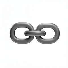 Metal Chain: A solitary metal chain link, a symbol of strength and connection, is isolated, showcasing a sturdy, interlocking design on a stark, clear background.