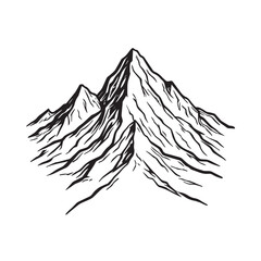 Black and White Mountain Illustration Image in Minimalist Line Art Style, Clean and Elegant Design