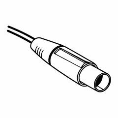 Audio cable connector with wire isolated on white background  