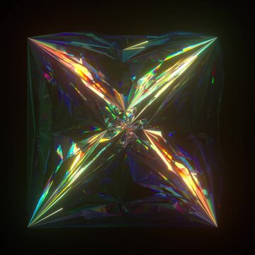 black iridescent crystal black background