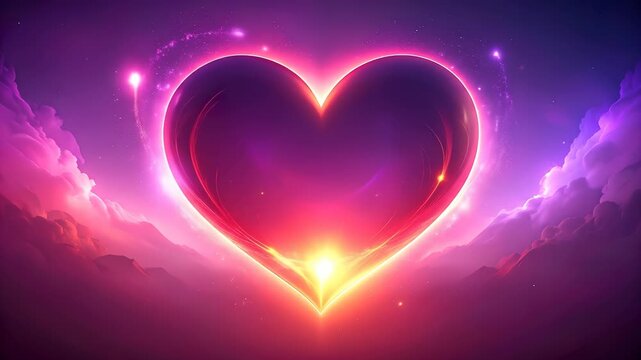 Radiant Heart Symbol with Glowing Light Beams for Love and Romance