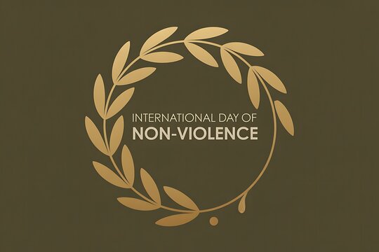 Celebrate International Day of Non-Violence with this elegant golden laurel wreath design, perfect for promoting peace and unity on social media or in presentations