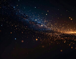 Obraz premium Realistic stardust particles with glowing cosmic dust scattered as tiny lights in galaxy photo background