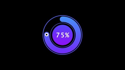 Circular progress bar showing 45 percent completion with blue and purple gradient on black background
