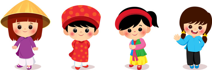 A vector bundle showcasing traditional Vietnamese clothing designs, ideal for cultural projects, heritage themes, travel artwork, fashion illustrations, and educational use.