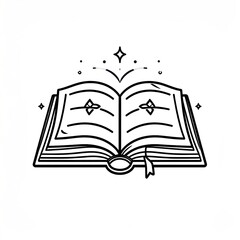 Open book with magic, stylized outline