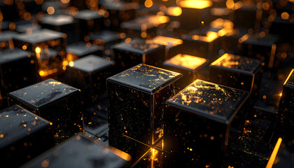 Abstract 3d geometric background with cubes. Used for black friday