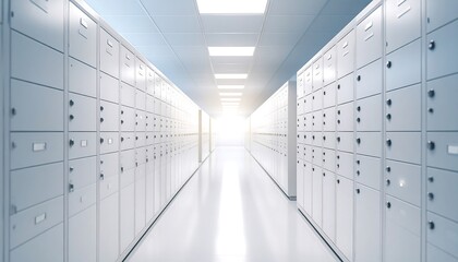 Empty School Lockers in Bright Hallway Interior Design