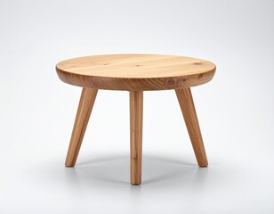 Simple, round wooden table with three legs