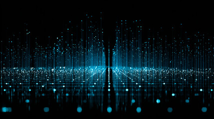Abstract Illuminated Data Points in a Vector-Style Database Representation with Luminous Alignments on a Dark Background