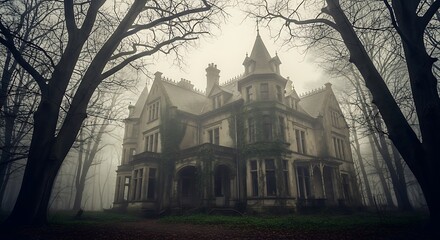 Haunted Mansion in Fog.