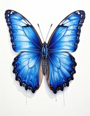 Fototapeta premium Detailed illustration of a vibrant blue butterfly