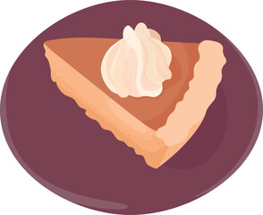 A slice of Thanksgiving pie. Cream pie. Vector illustration. Cooking and baking.
