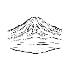 Black and White Mountain Illustration Image in Minimalist Line Art Style, Clean and Elegant Design