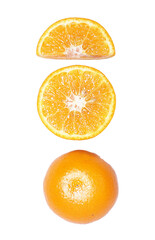 Set collection or collage of orange fruit isolated on transparent background