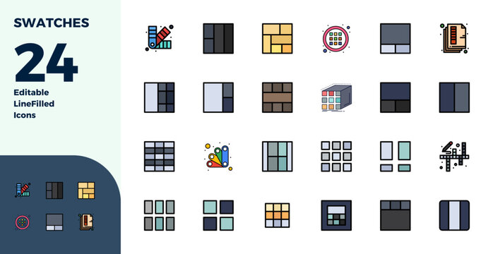 Handcrafted collection featuring 24 Duotone vector icons for Swatches, optimized in 128x128 PIXEL perfect resolution for premium digital experiences.