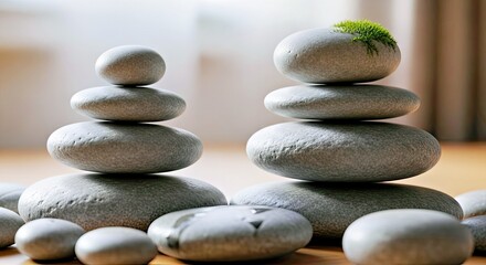 Zen Stones and Serene Minimalism with Soft Light Composition
